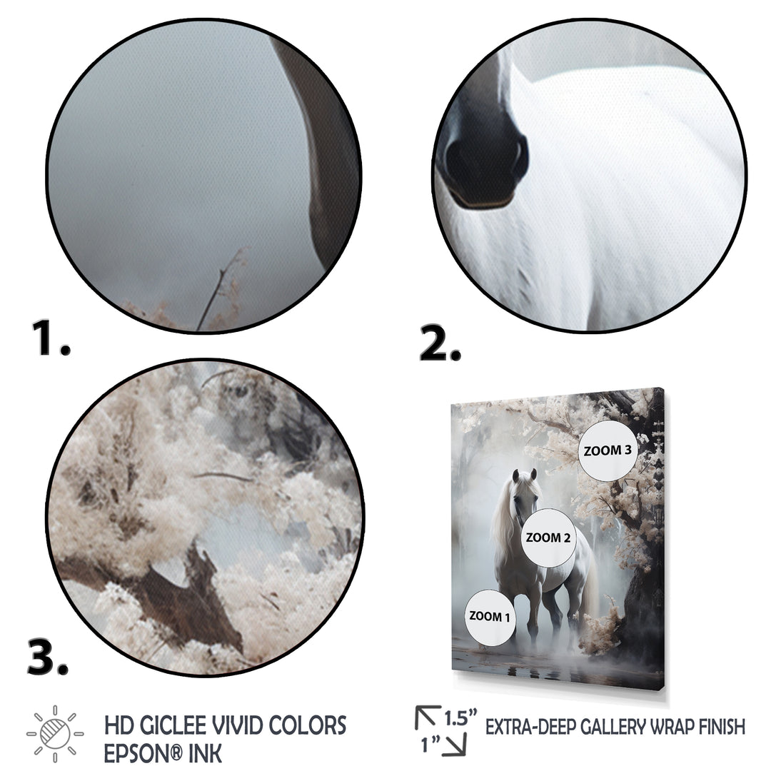 Grey Horse Mystical Encounter - Horse Canvas Wall Art