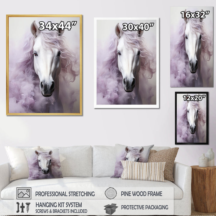Pink White Horse Contours - Horse Wall Art Prints
