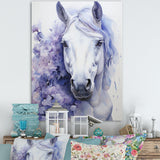 Purple White Horse Contours Pointillism - Horse Wall Art Prints