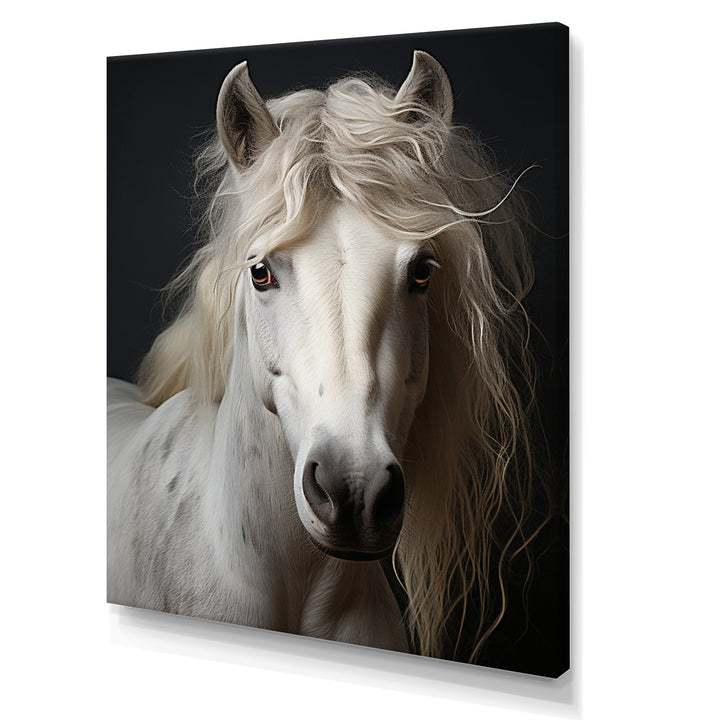 White Horse Subdued Tones - Horse Living Room Wall Art