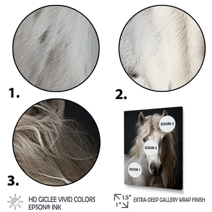 White Horse Subdued Tones - Horse Living Room Wall Art