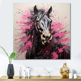 Black Pink Horse Vibrant Equine Pointillism - Horse Wall Decor