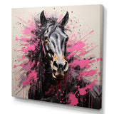 Black Pink Horse Vibrant Equine Pointillism - Horse Wall Decor