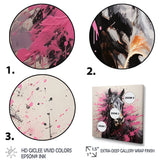 Black Pink Horse Vibrant Equine Pointillism - Horse Wall Decor
