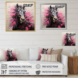 Black Pink Horse Vibrant Equine Pointillism - Horse Wall Decor