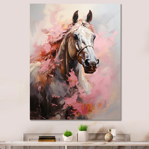 Pink White Horse Vibrant Pink Equine - Horse Wall Art Prints