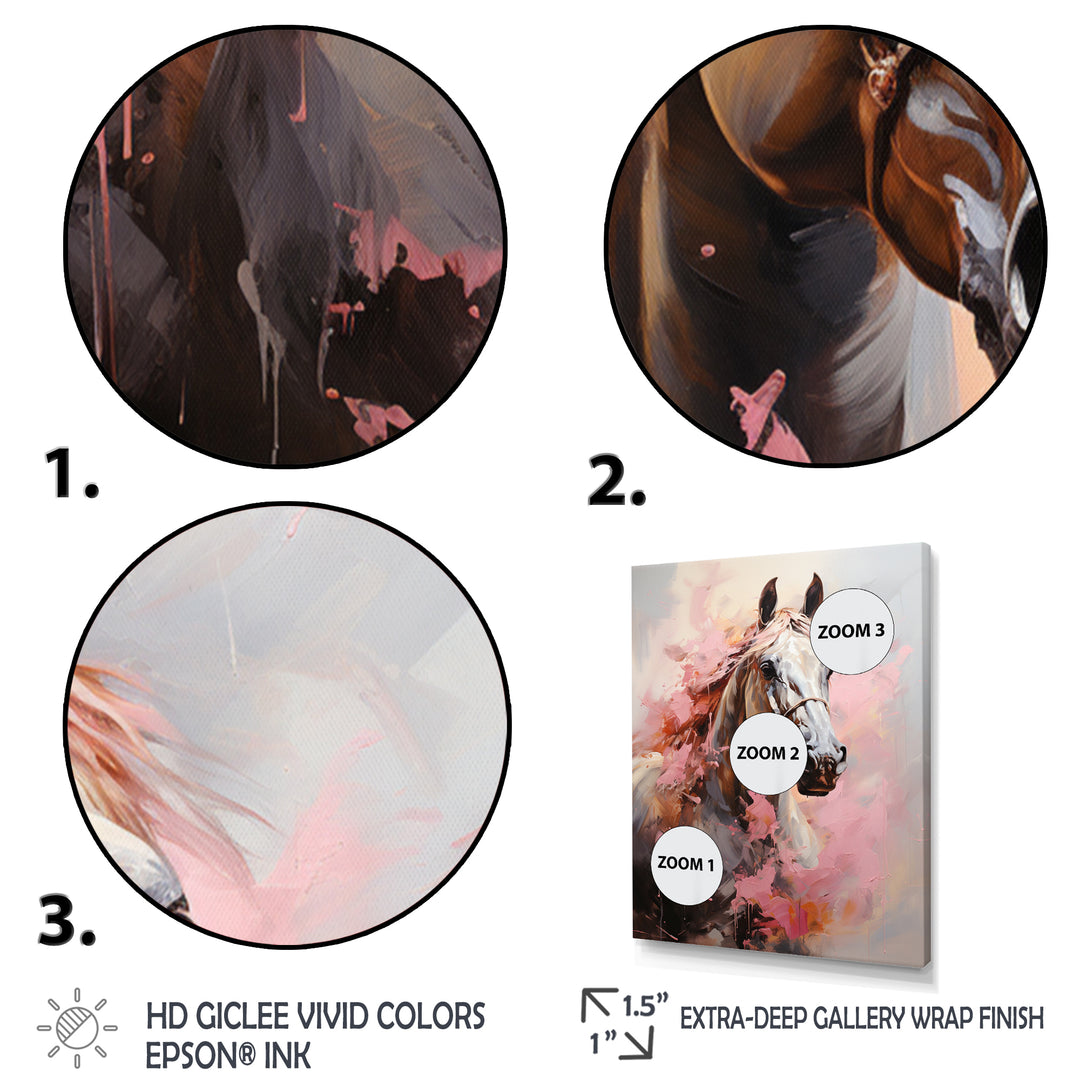 Pink White Horse Vibrant Pink Equine - Horse Wall Art Prints