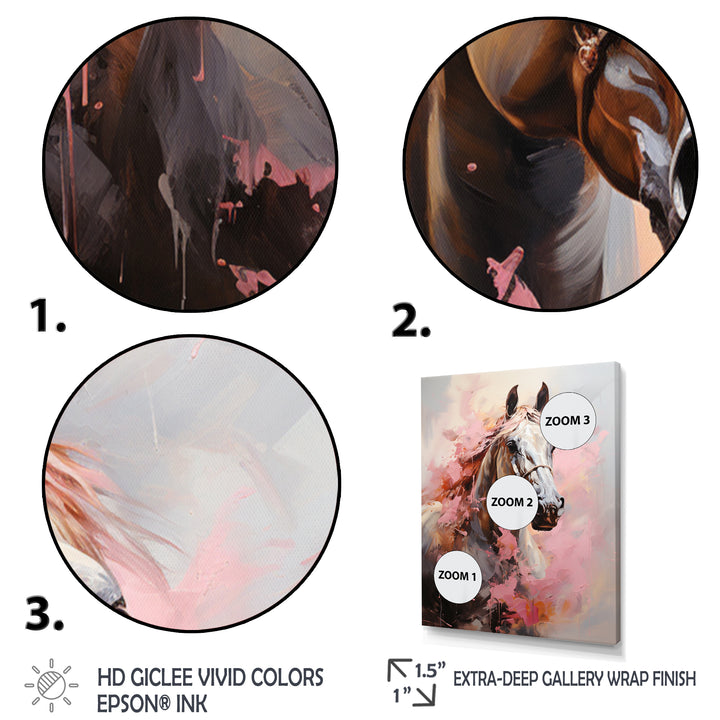 Pink White Horse Vibrant Pink Equine - Horse Wall Art Prints