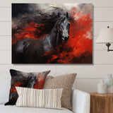 Red Black Horse Vibrant Red Equine I - Animals Canvas Wall Art