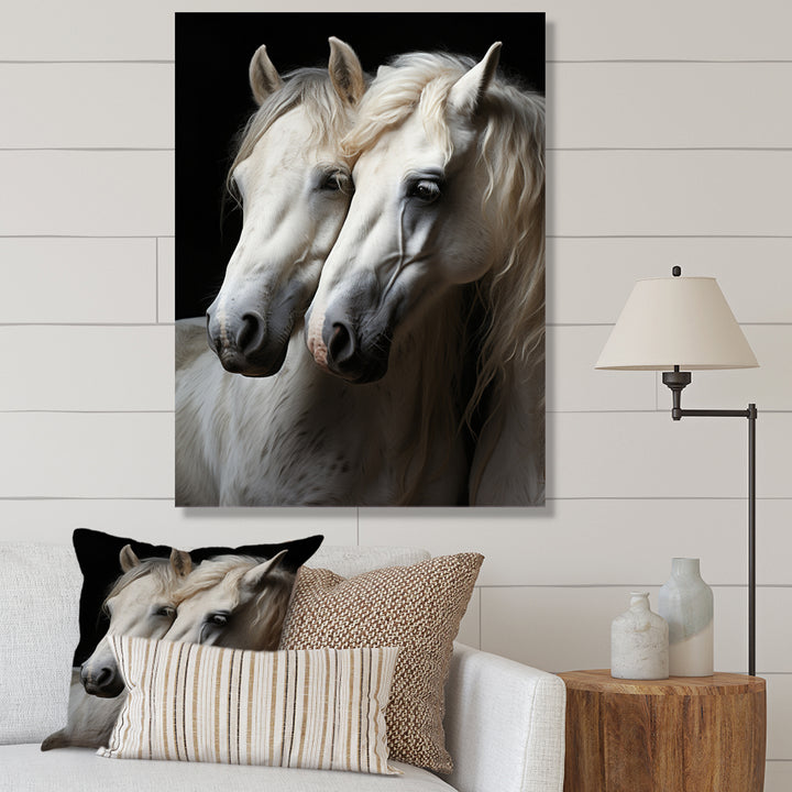 White Horse Whispering Whinnies - Horse Large Canvas Wall Art