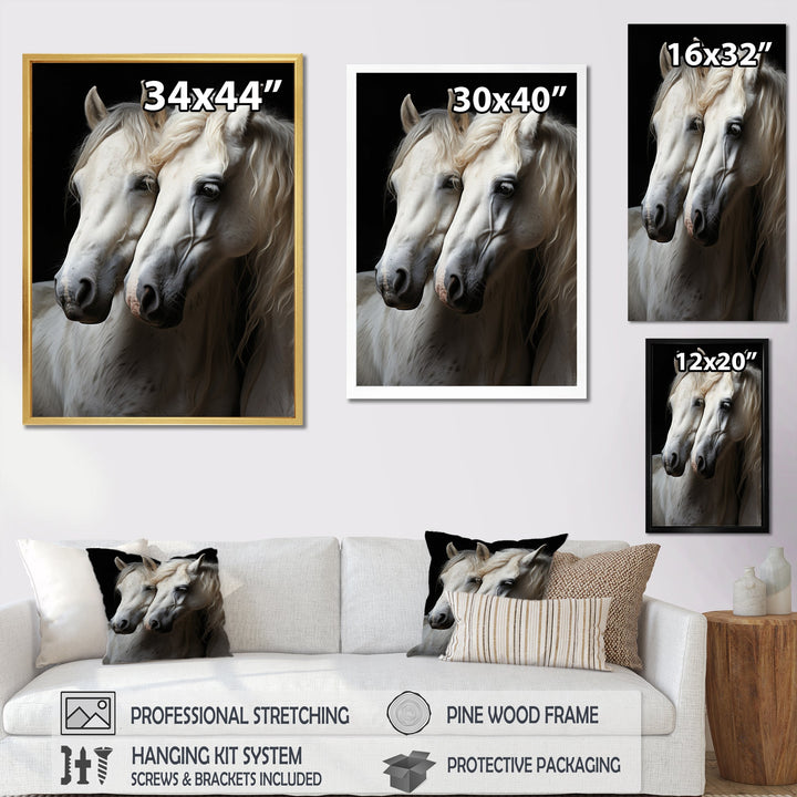 White Horse Whispering Whinnies - Horse Large Canvas Wall Art