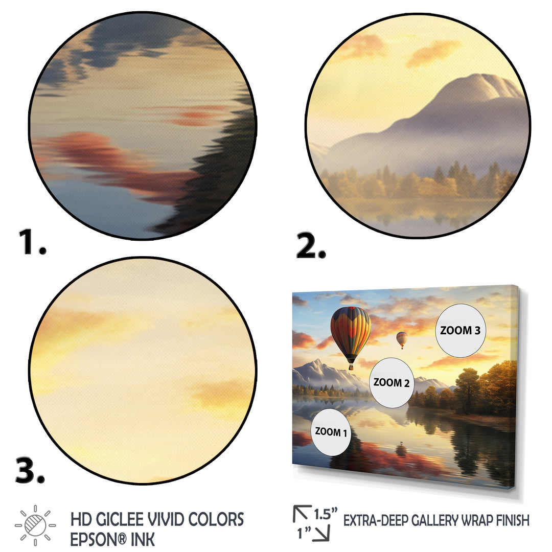 Yellow Hot Air Ballon Atmospheric - Hot Air Balloon Canvas Wall Art