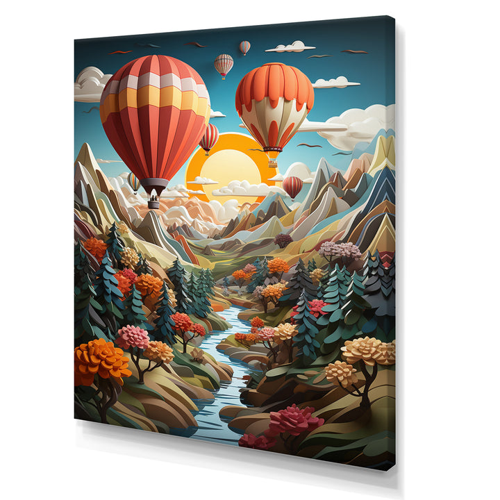 Orange Hot Air Ballon Collage I - Hot Air Balloon Canvas Wall Art