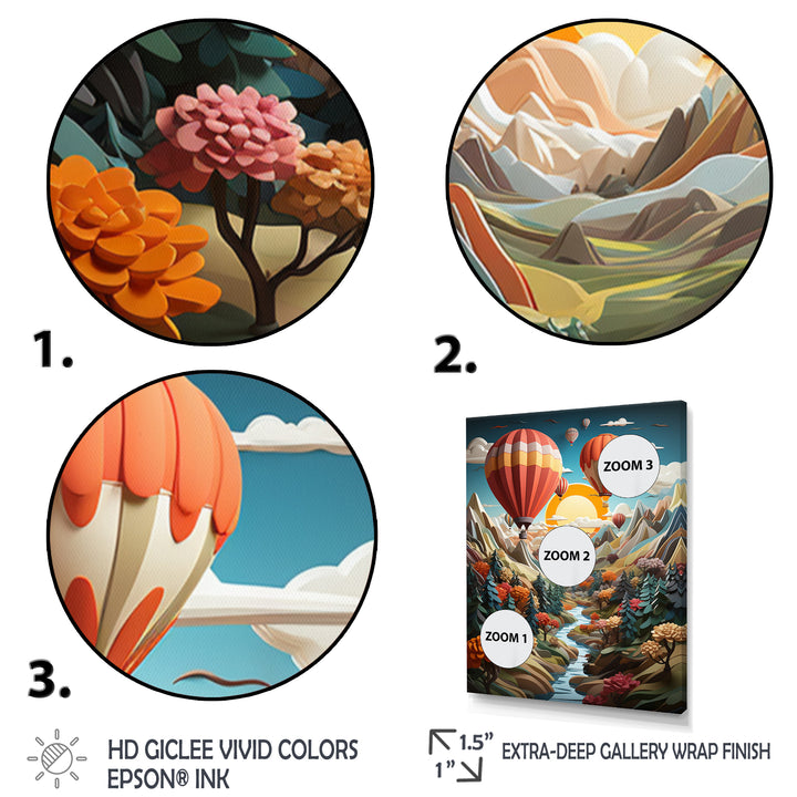 Orange Hot Air Ballon Collage I - Hot Air Balloon Canvas Wall Art
