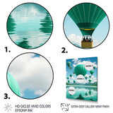 Teal Hot Air Ballons Collage - Hot Air Balloon Canvas Wall Art