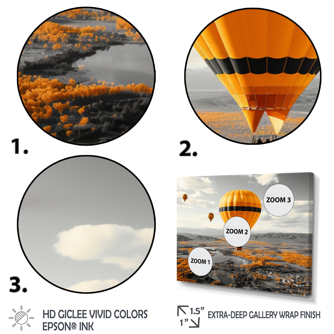 Yellow Hot Air Ballons Scenery I - Hot Air Balloon Canvas Wall Art