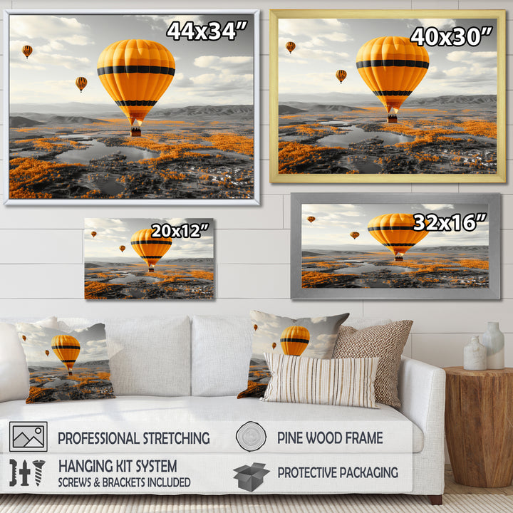 Yellow Hot Air Ballons Scenery I - Hot Air Balloon Canvas Wall Art