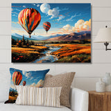Orange Hot Air Ballon Bold Landscape I - Hot Air Balloon Canvas Wall Art