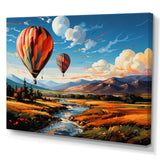 Orange Hot Air Ballon Bold Landscape I - Hot Air Balloon Canvas Wall Art