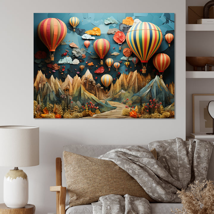 Colorful Hot Air Ballon Collage - Hot Air Balloon Canvas Wall Art