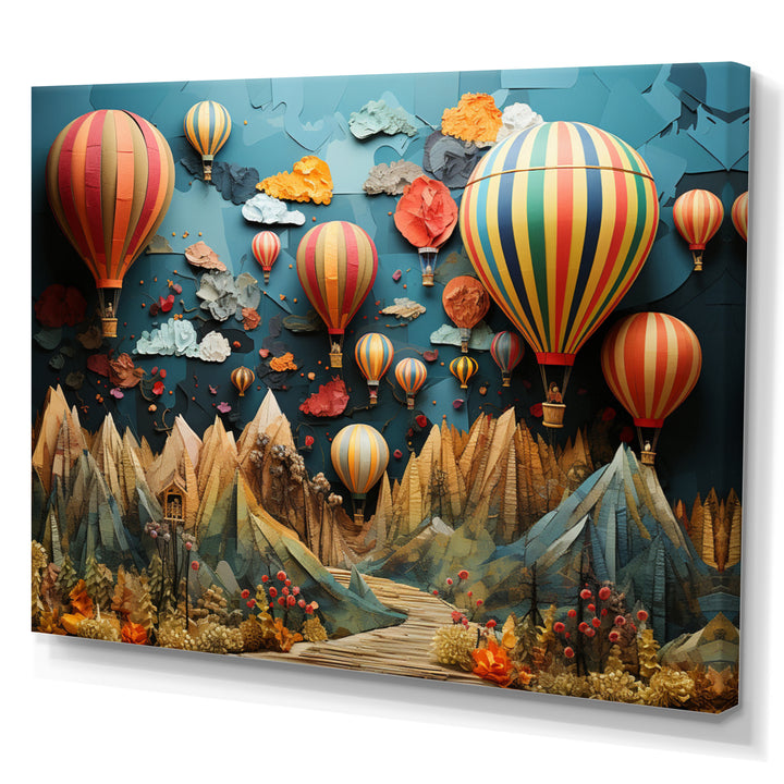 Colorful Hot Air Ballon Collage - Hot Air Balloon Canvas Wall Art