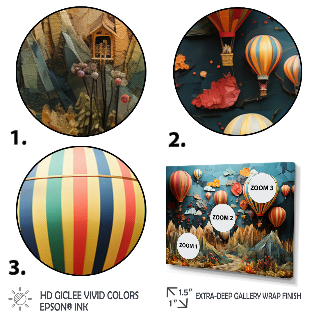 Colorful Hot Air Ballon Collage - Hot Air Balloon Canvas Wall Art