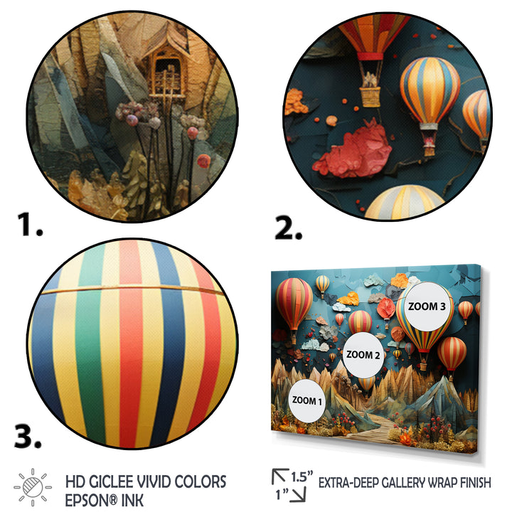 Colorful Hot Air Ballon Collage - Hot Air Balloon Canvas Wall Art