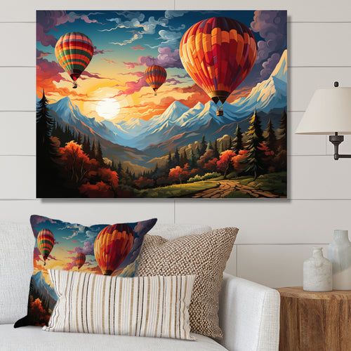 Colorful Hot Air Ballon Colorful - Hot Air Balloon Canvas Wall Art