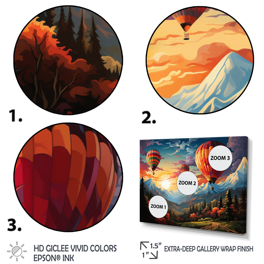Colorful Hot Air Ballon Colorful - Hot Air Balloon Canvas Wall Art