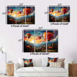 Colorful Hot Air Ballon Colorful - Hot Air Balloon Canvas Wall Art