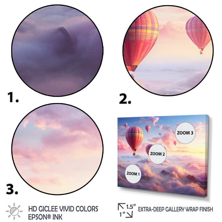 Pink Hot Air Ballon Ethereal I - Hot Air Balloon Canvas Wall Art