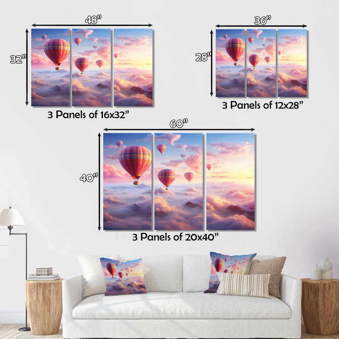 Pink Hot Air Ballon Ethereal I - Hot Air Balloon Canvas Wall Art