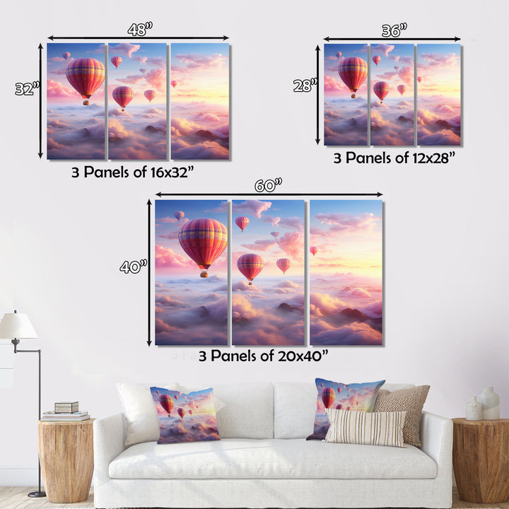 Pink Hot Air Ballon Ethereal I - Hot Air Balloon Canvas Wall Art