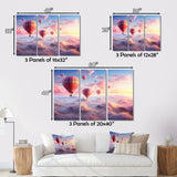 Pink Hot Air Ballon Ethereal I - Hot Air Balloon Canvas Wall Art