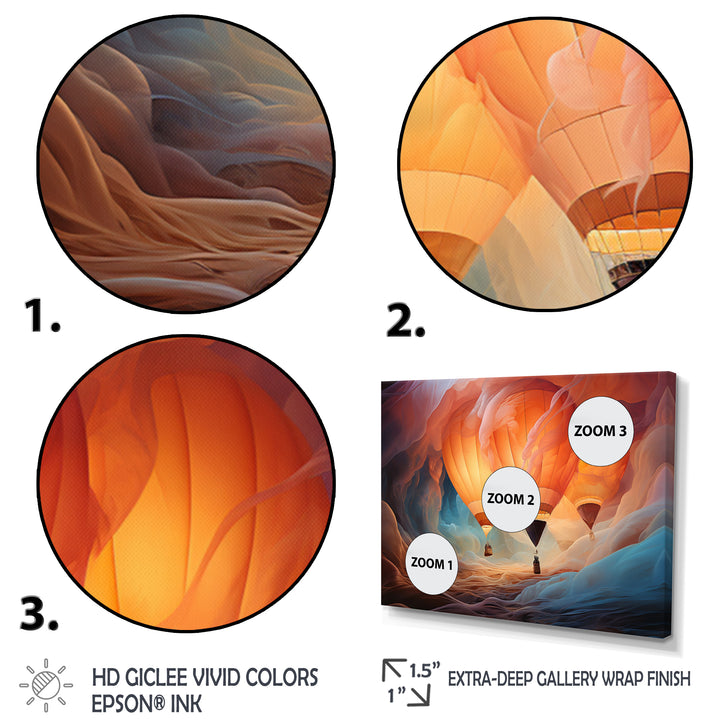 Coral Hot Air Ballon Ethereal I - Hot Air Balloon Canvas Wall Art