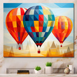 Colorful Hot Air Ballon Geometric - Hot Air Balloon Canvas Wall Art