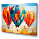 Colorful Hot Air Ballon Geometric - Hot Air Balloon Canvas Wall Art