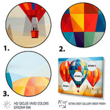 Colorful Hot Air Ballon Geometric - Hot Air Balloon Canvas Wall Art
