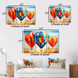 Colorful Hot Air Ballon Geometric - Hot Air Balloon Canvas Wall Art