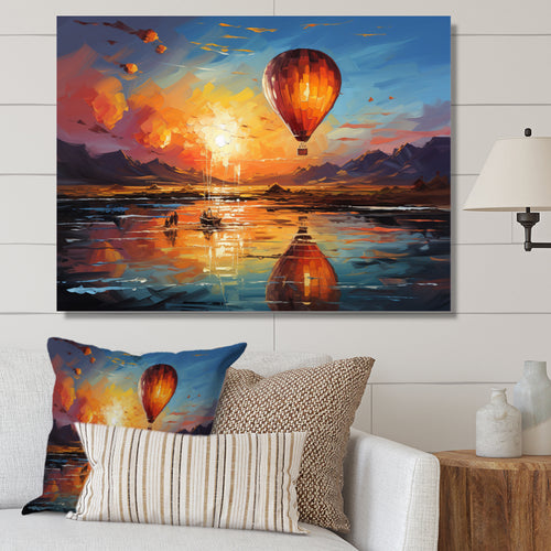 Yellow Hot Air Ballon Impressionistic - Hot Air Balloon Canvas Wall Art