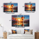 Yellow Hot Air Ballon Impressionistic - Hot Air Balloon Canvas Wall Art