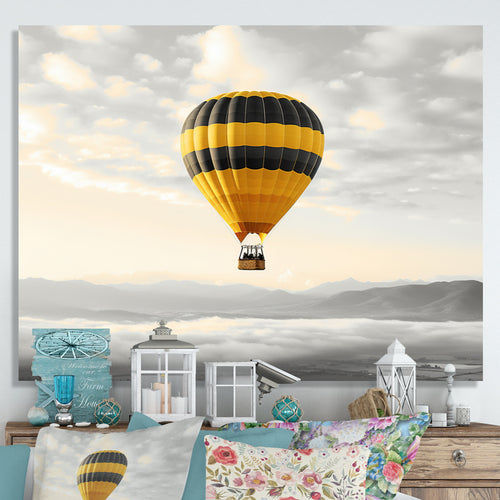 Yellow Hot Air Ballon I - Hot Air Balloon Canvas Wall Art