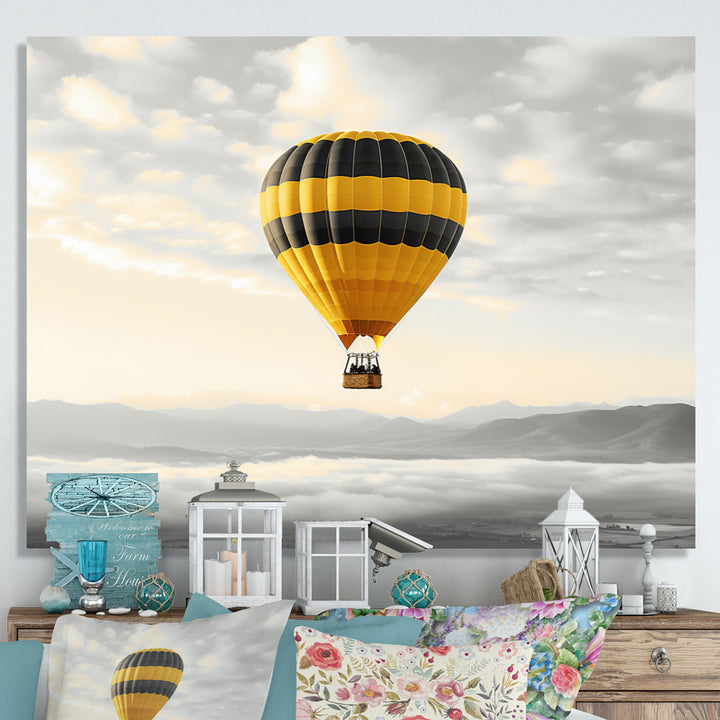 Yellow Hot Air Ballon I - Hot Air Balloon Canvas Wall Art