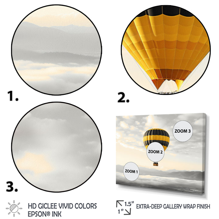 Yellow Hot Air Ballon I - Hot Air Balloon Canvas Wall Art