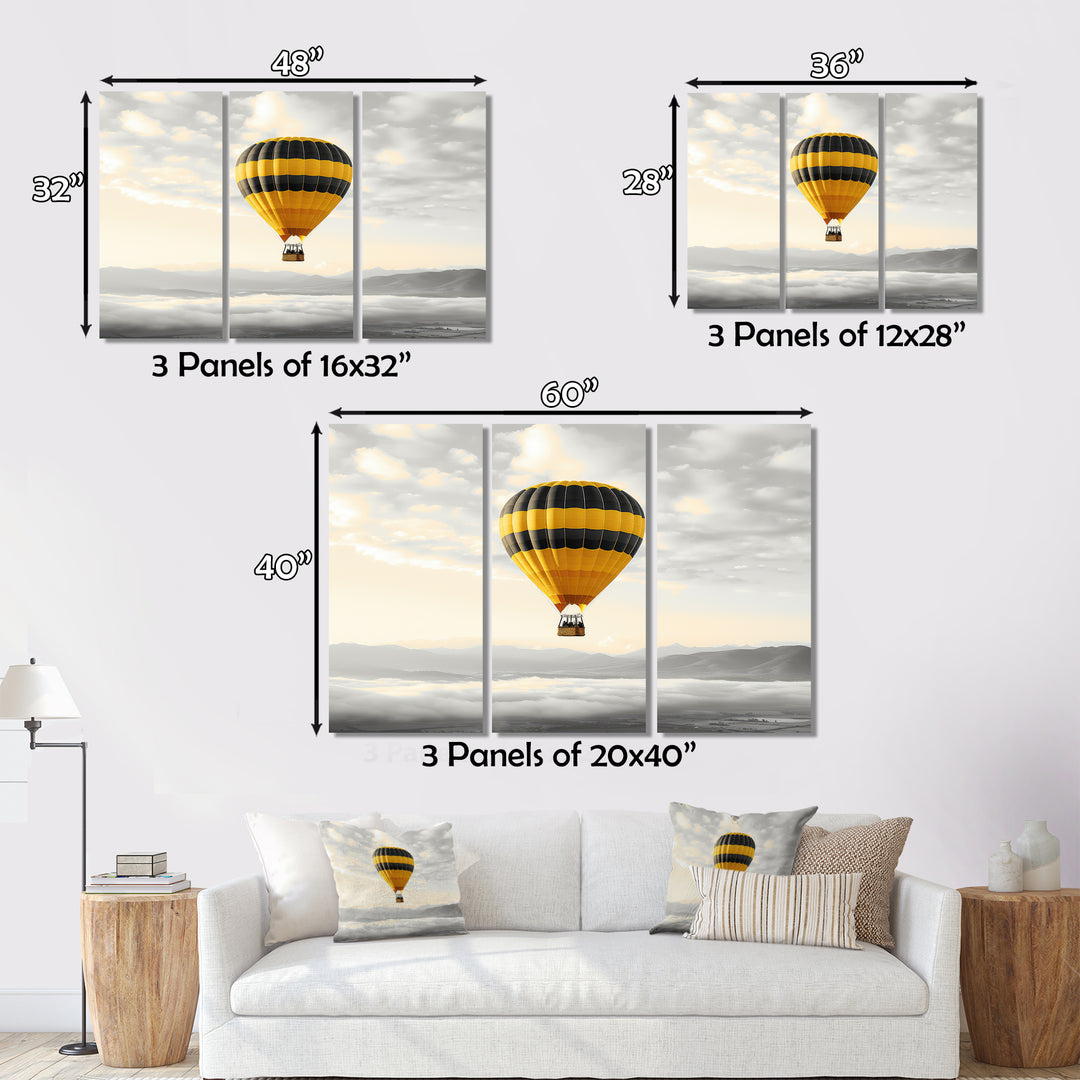 Yellow Hot Air Ballon I - Hot Air Balloon Canvas Wall Art