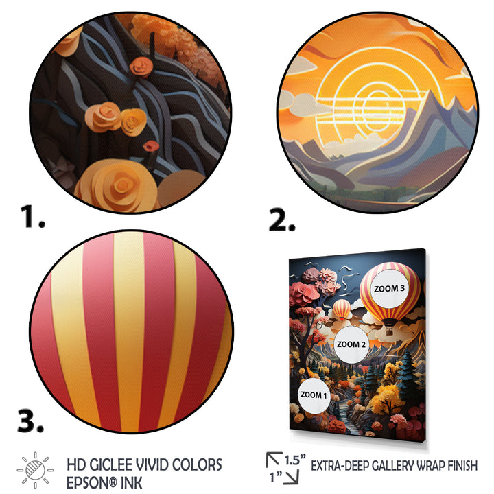 Coral Hot Air Ballon I - Hot Air Balloon Canvas Wall Art