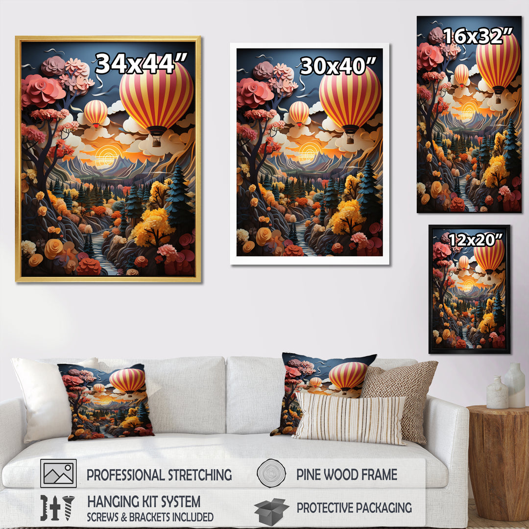 Coral Hot Air Ballon I - Hot Air Balloon Canvas Wall Art