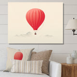 Coral Hot Air Ballon Minimalist I - Hot Air Balloon Canvas Wall Art
