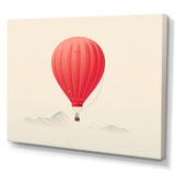 Coral Hot Air Ballon Minimalist I - Hot Air Balloon Canvas Wall Art