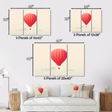 Coral Hot Air Ballon Minimalist I - Hot Air Balloon Canvas Wall Art